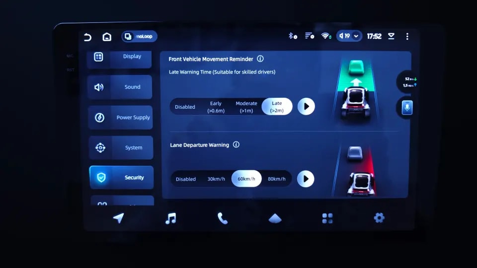 Premium in-car UI close-up