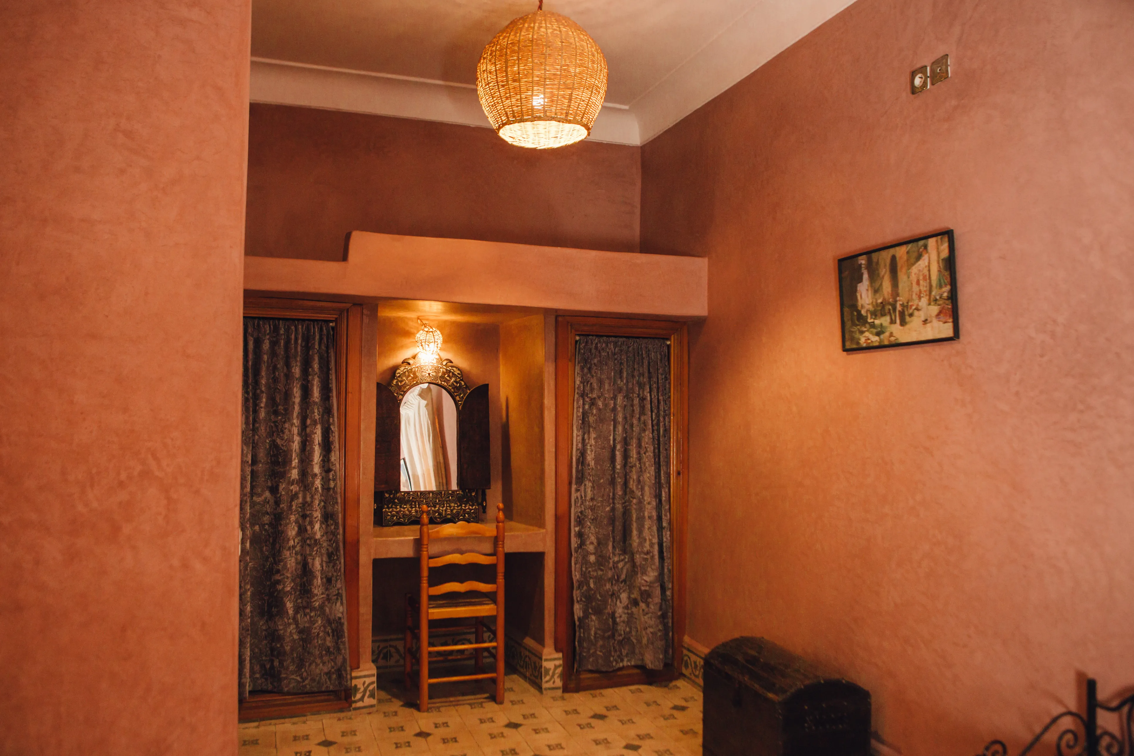 Different angle of Ambra family room at Riad Bensaid showcasing comfortable accommodation for families