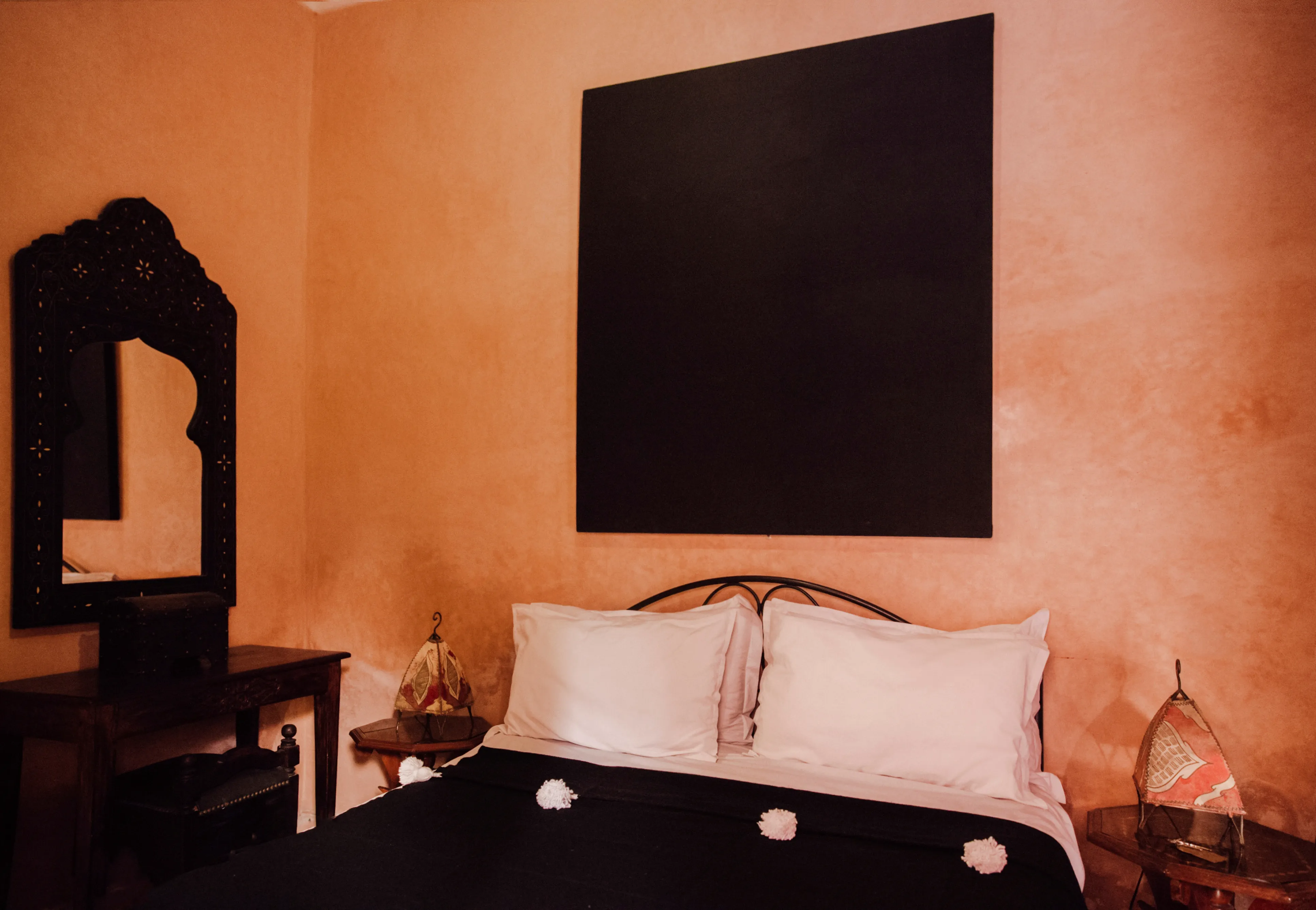 Detailed view of Bahia room at Riad Bensaid Marrakech with authentic Moroccan craftsmanship