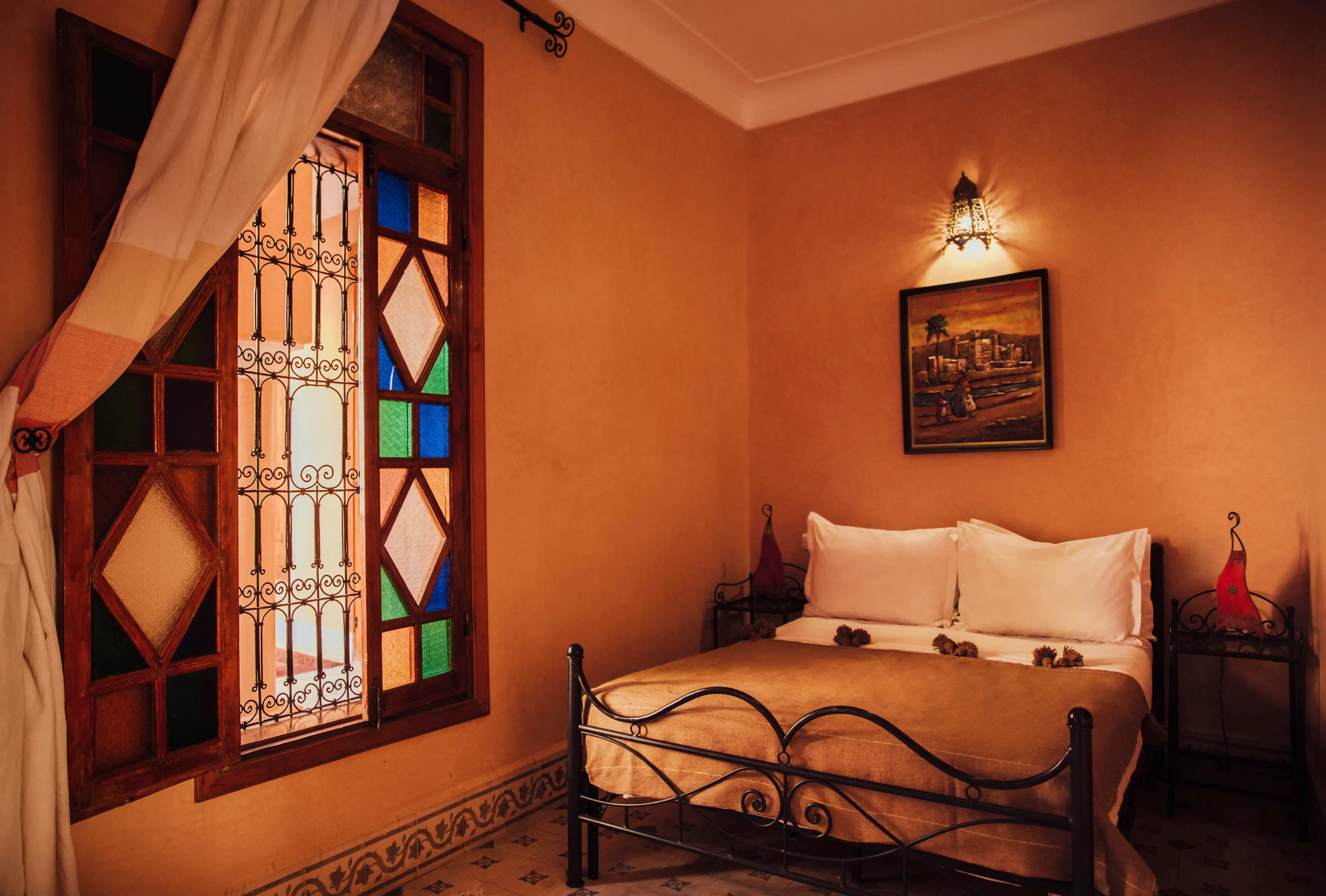 Dalia Room traditional design elements - Authentic Moroccan decor at Riad Bensaid