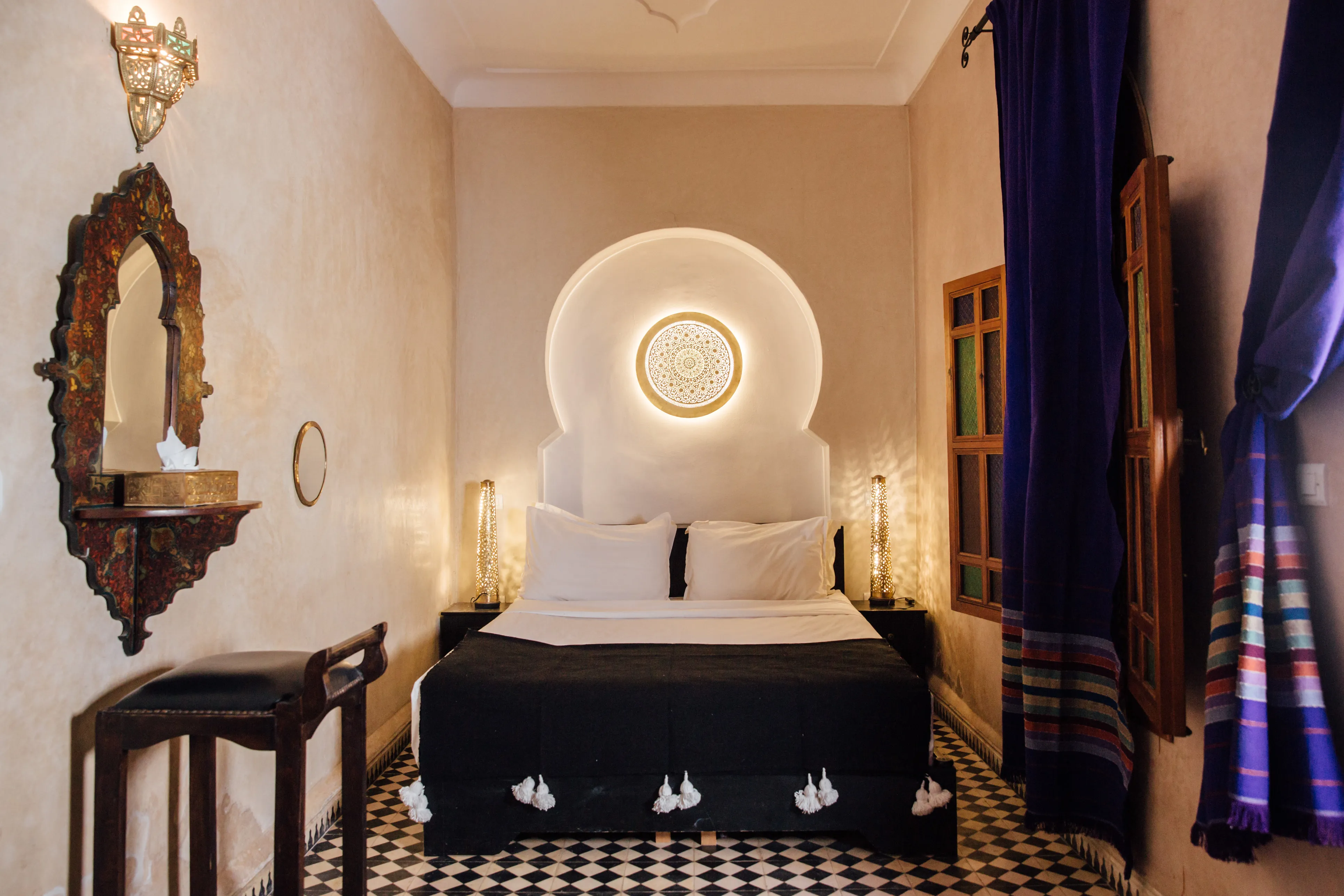 Detailed view of Marjana room at Riad Bensaid Marrakech with authentic Moroccan architectural elements