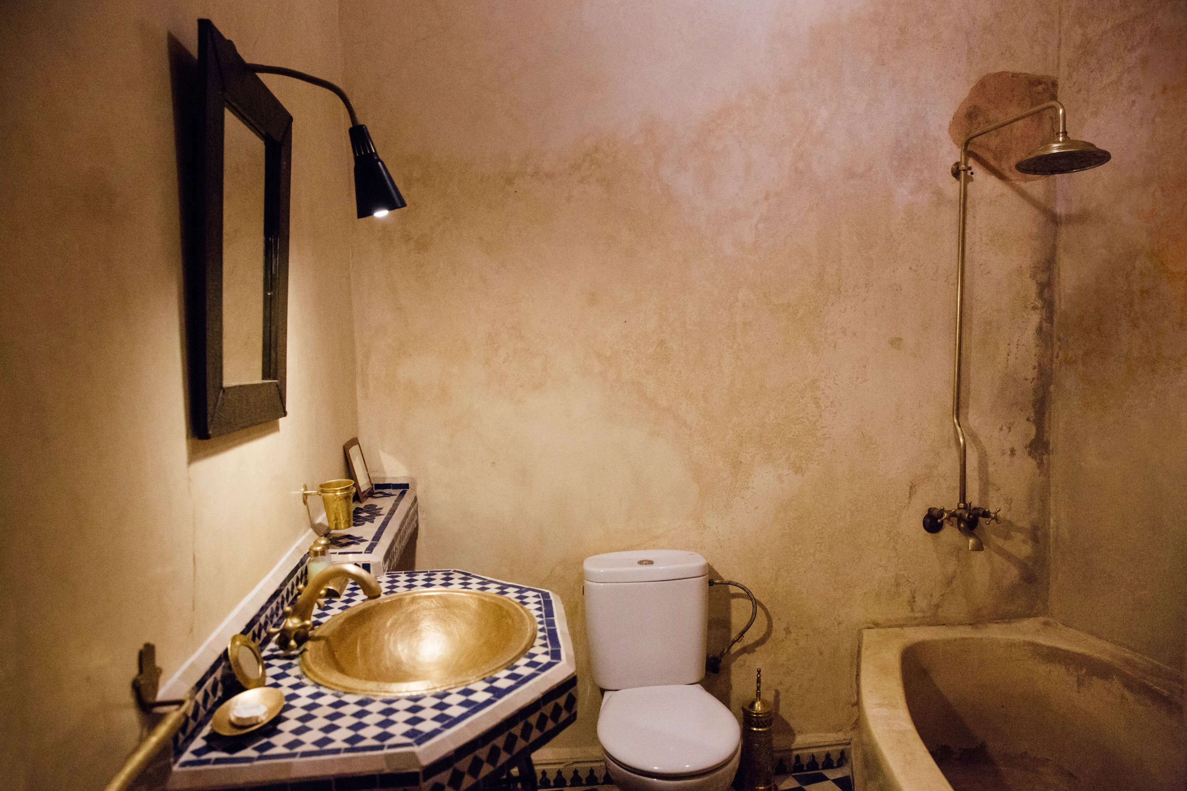 Private bathroom in Marjana room at Riad Bensaid Marrakech with modern amenities and Moroccan style