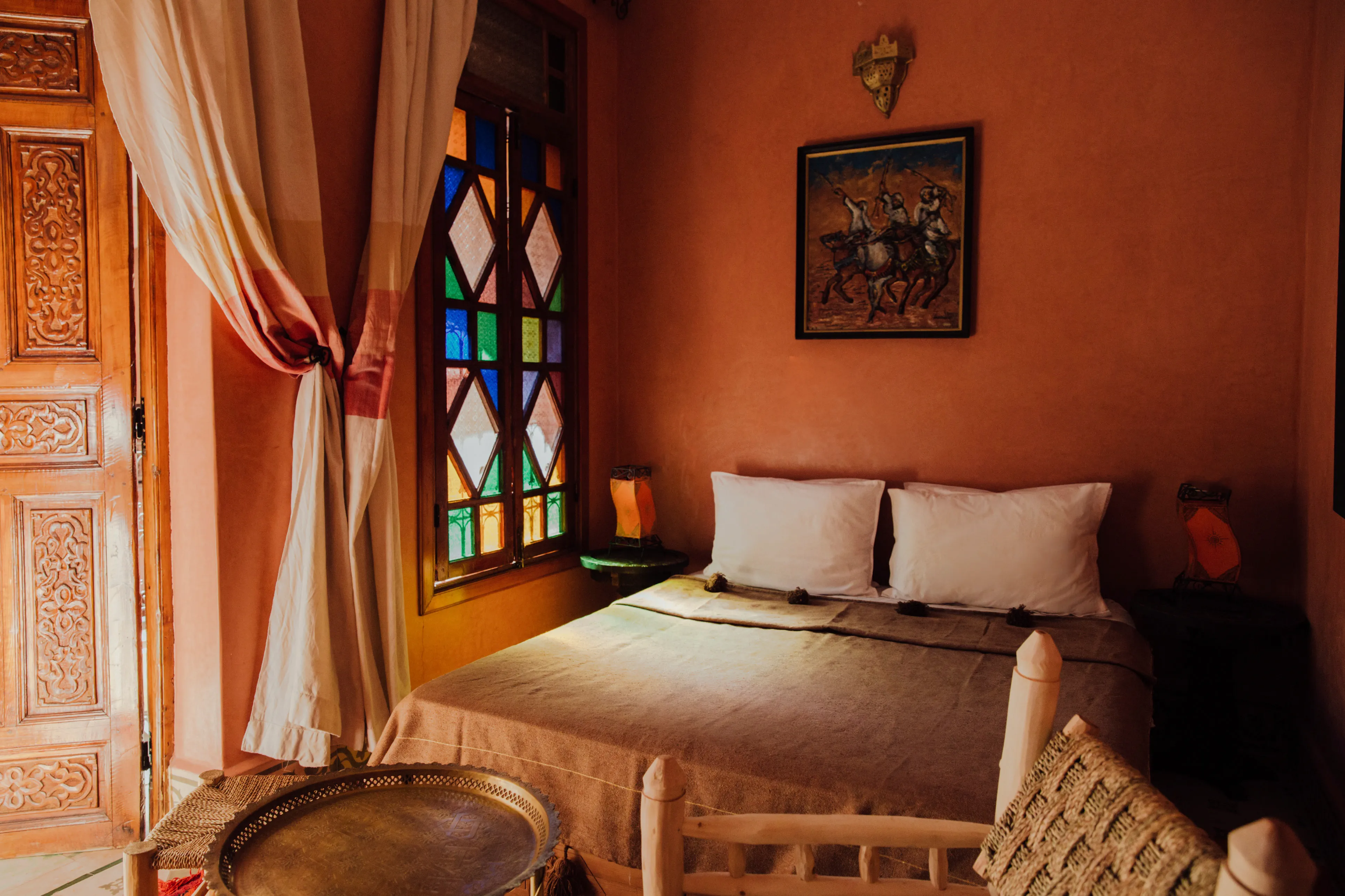 Detailed view of Zohra room at Riad Bensaid Marrakech with charming Moroccan decor and furnishings