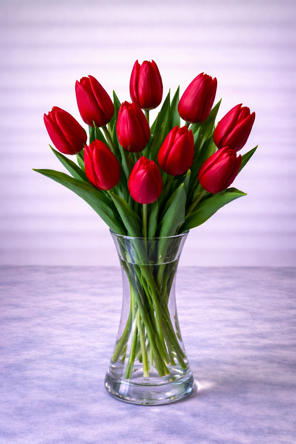 Florero de 10 tulipanes rojos 