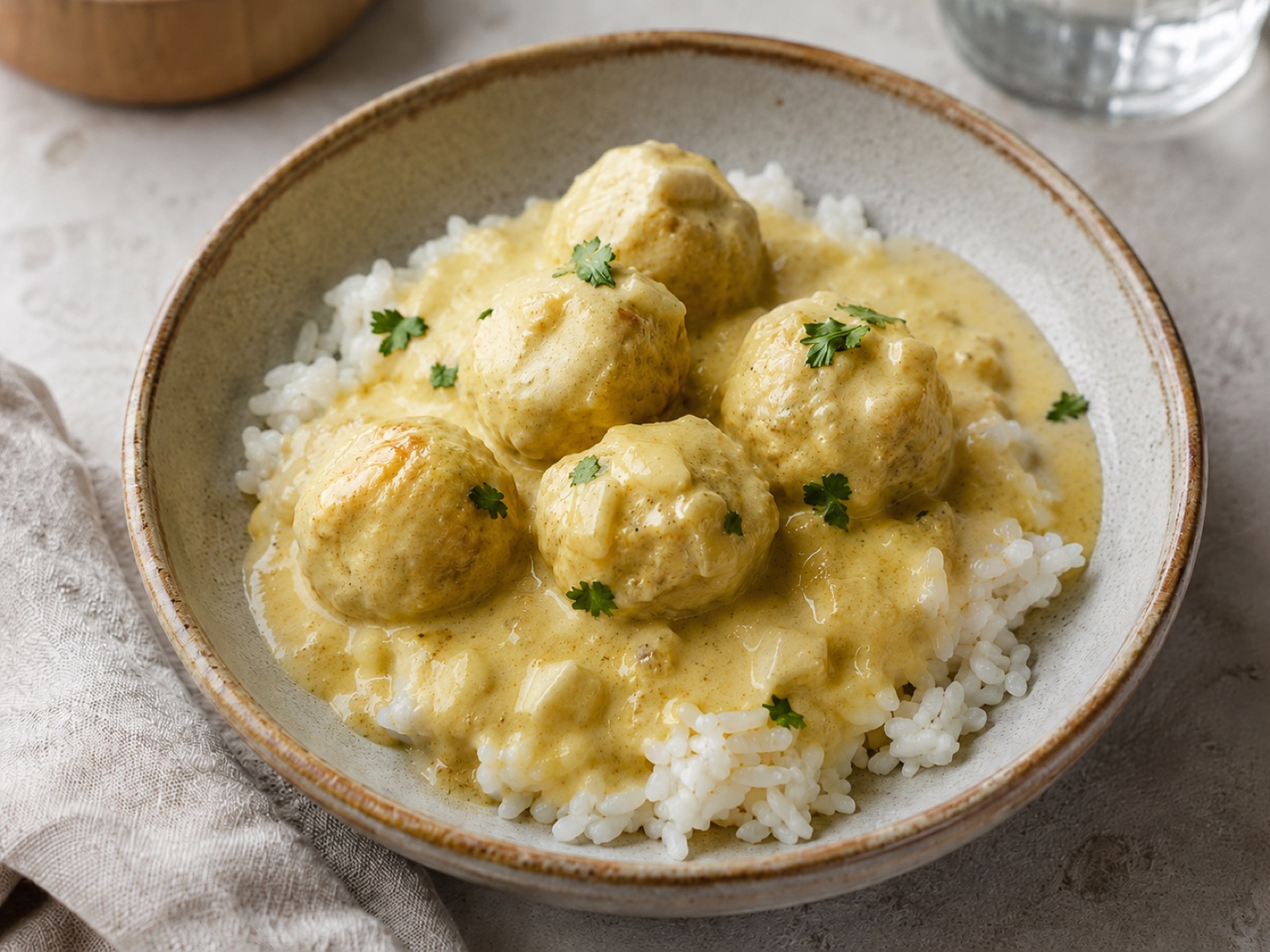 Fiskibollur í karrýsósu