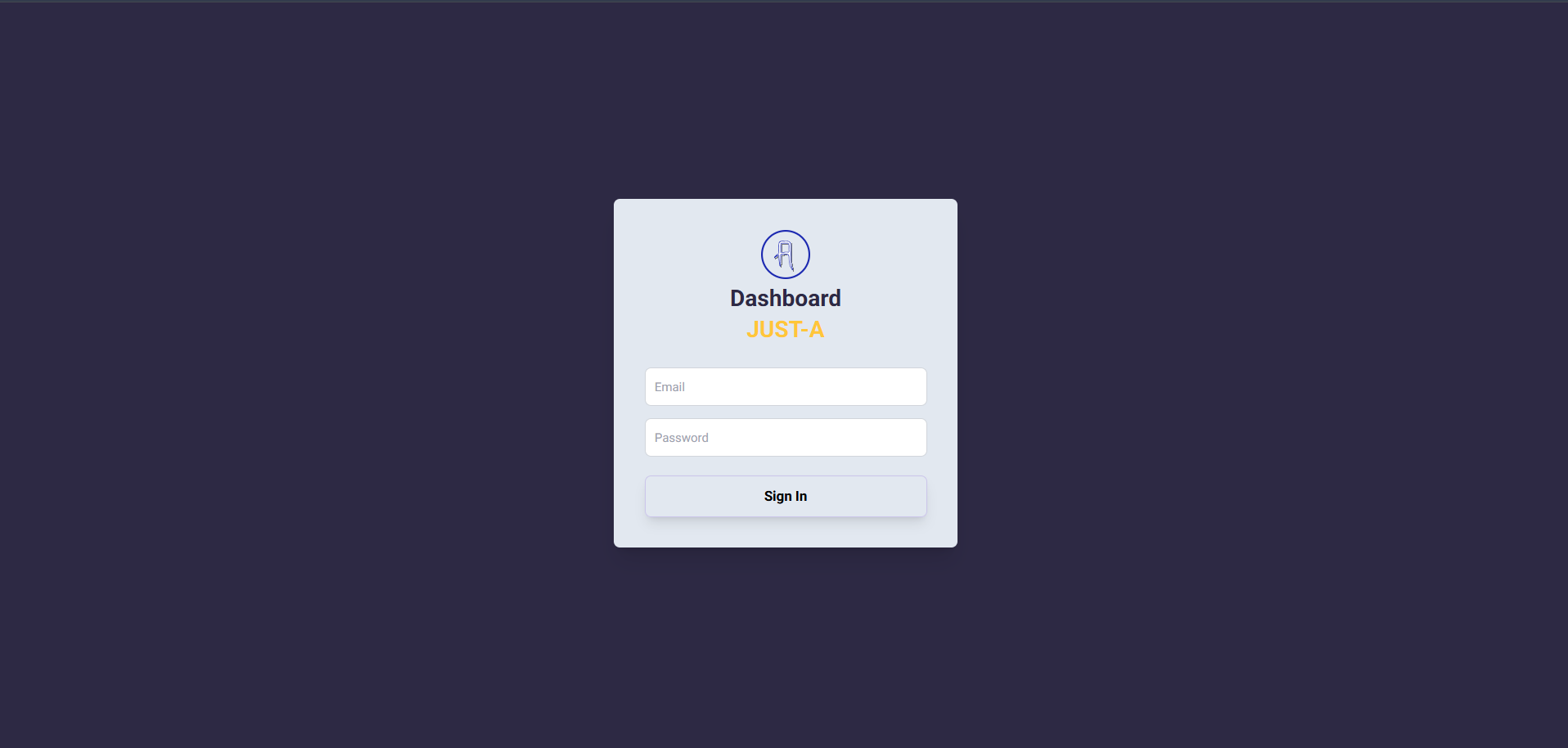 JUST-A Admin Dashboard - Login Page