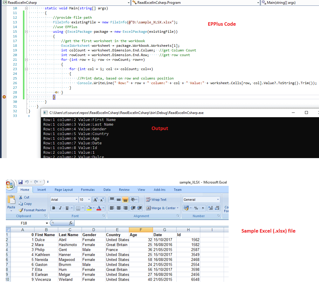 C# - Read excel file in C# (.XLSX or .XLS using OLEDB / EPPlus or Interop)  - QA With Experts