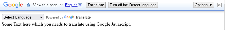 Using Google Translate to translate language using HTML- Javascript.