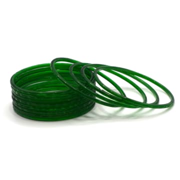 Traditional Cutting Glass Reshmi Churi Set [Deep Green/Neon Green] [রেশমি চুড়ি সেট] [গাঢ় সবুজ/লেবু সবুজ]