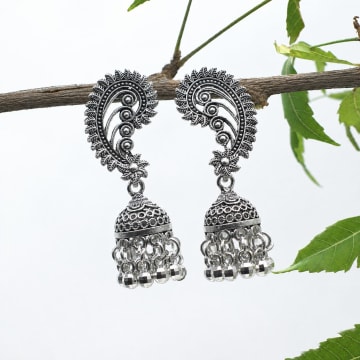 Oxidized ear-cuff jhumkas