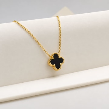 Black Clover Gold-Tone Pendant Necklace