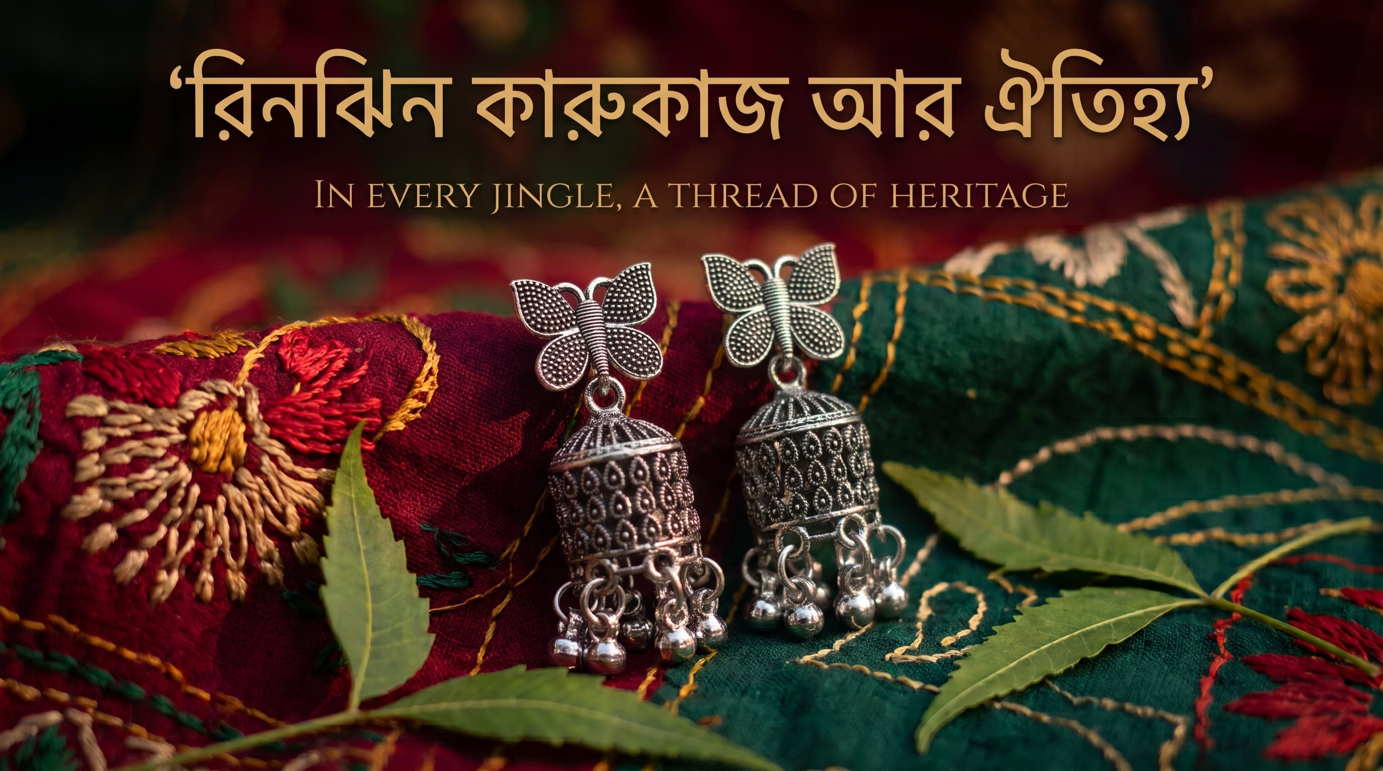 Traditional silver jhumka earrings [Butterfly Motif/Geometric Motif]