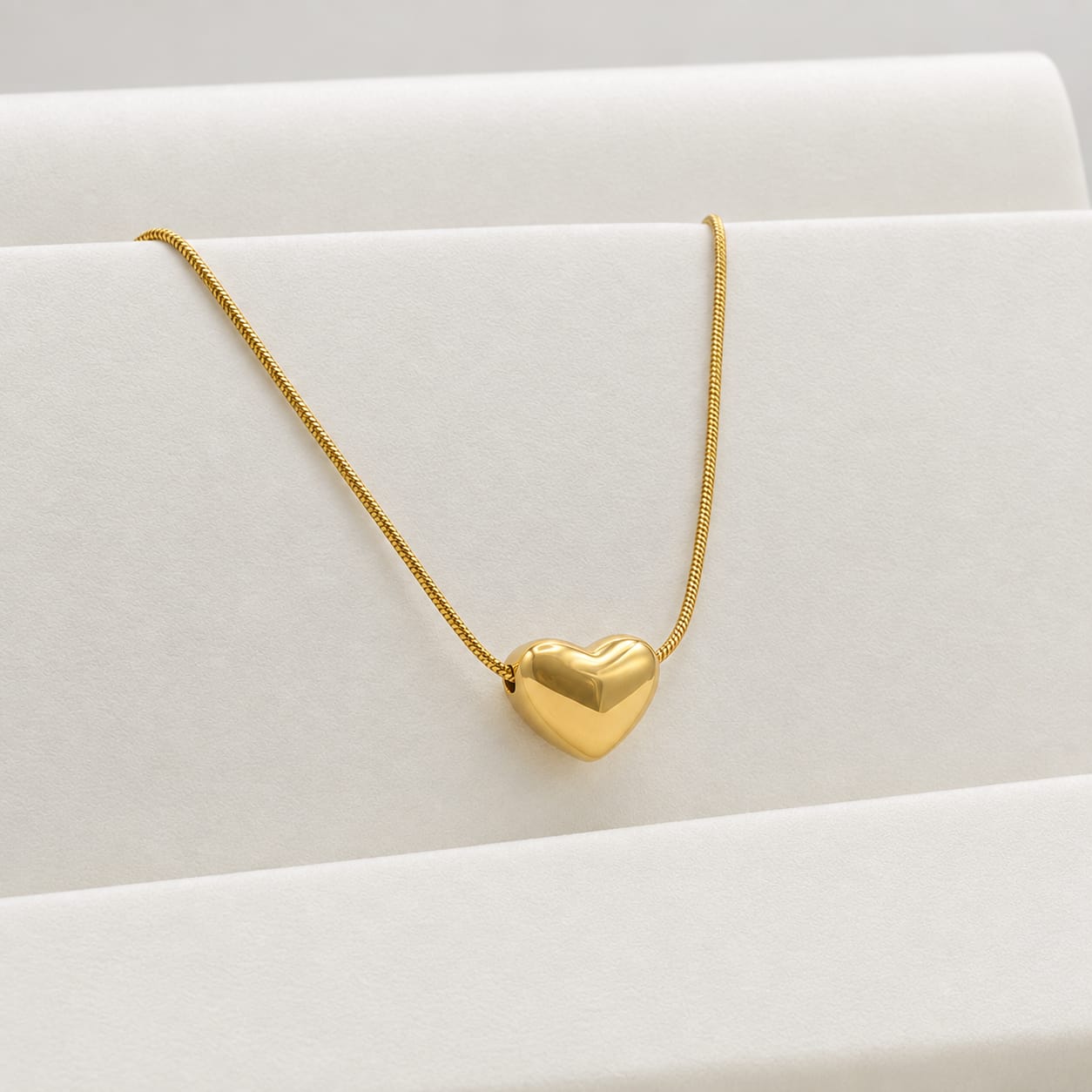 Polished Gold Heart Pendant Necklace