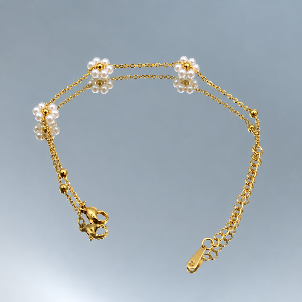 Golden Pearl Blossom Bracelet