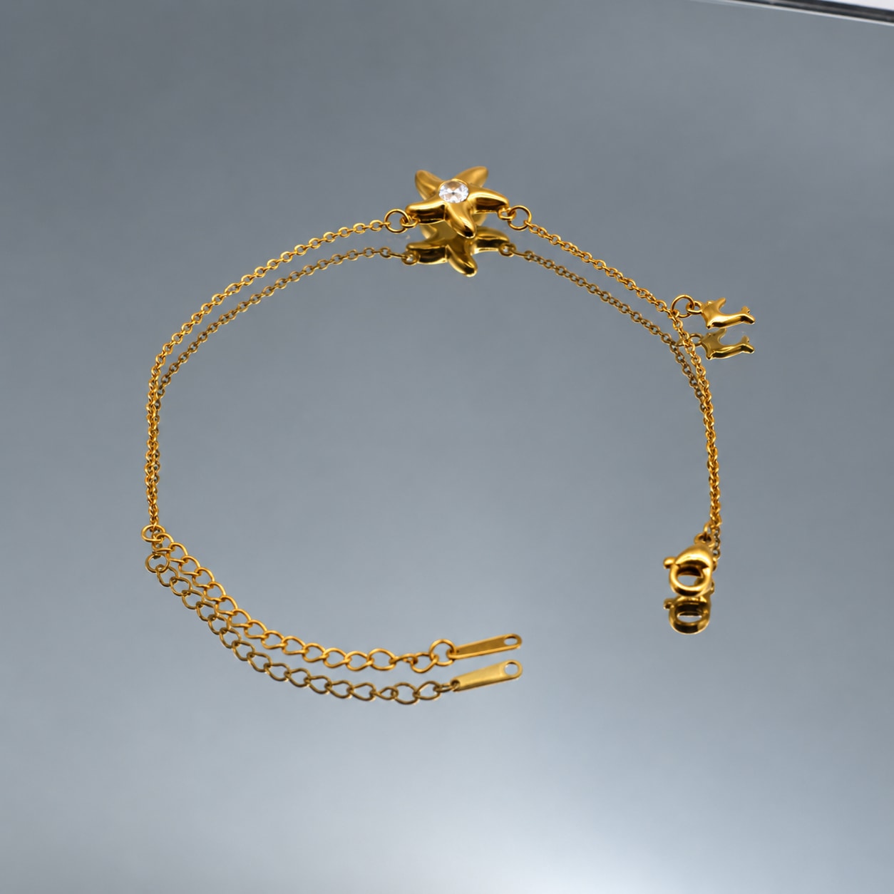 Golden Star Crystal Double-Layer Bracelet