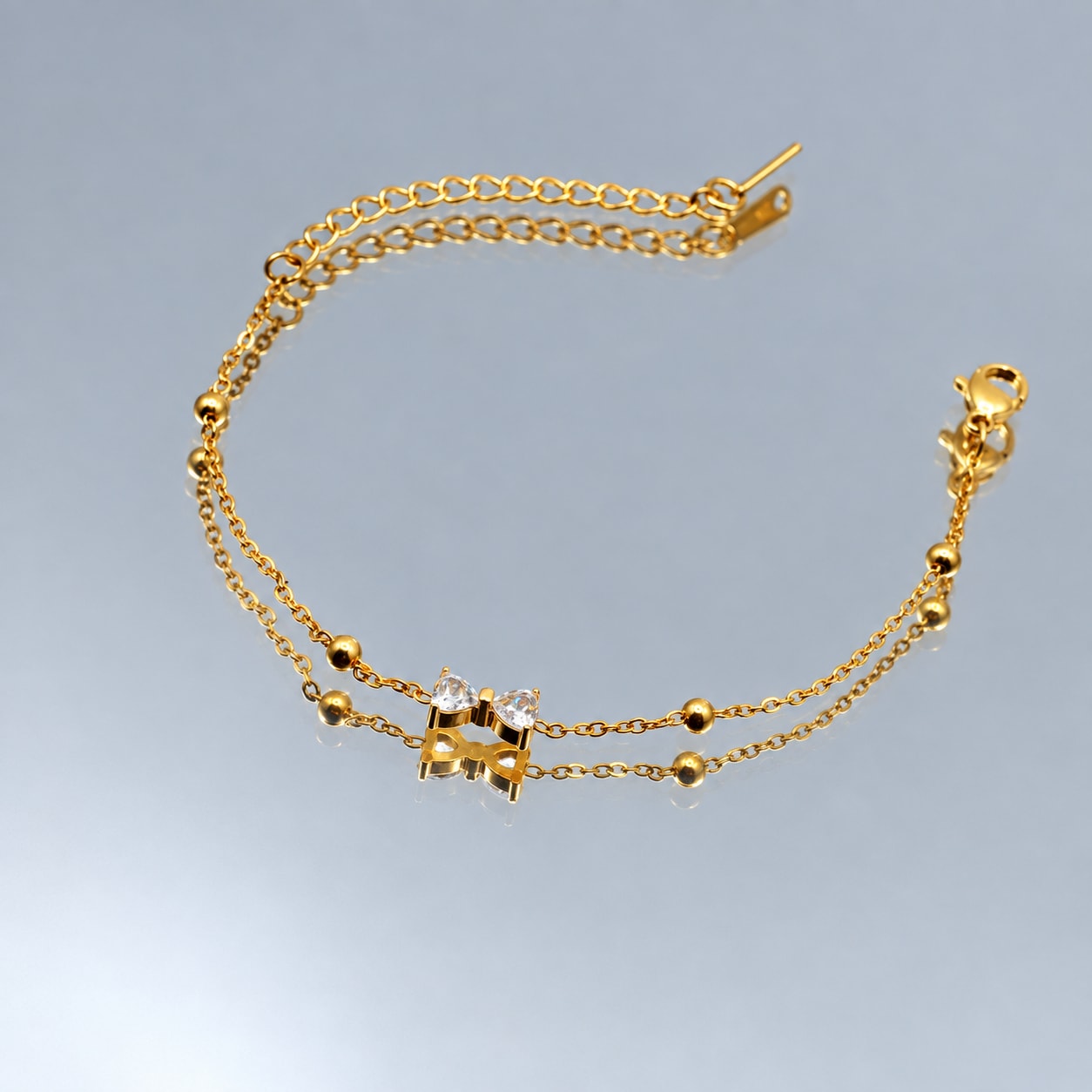 Golden Bow Crystal Chain Bracelet