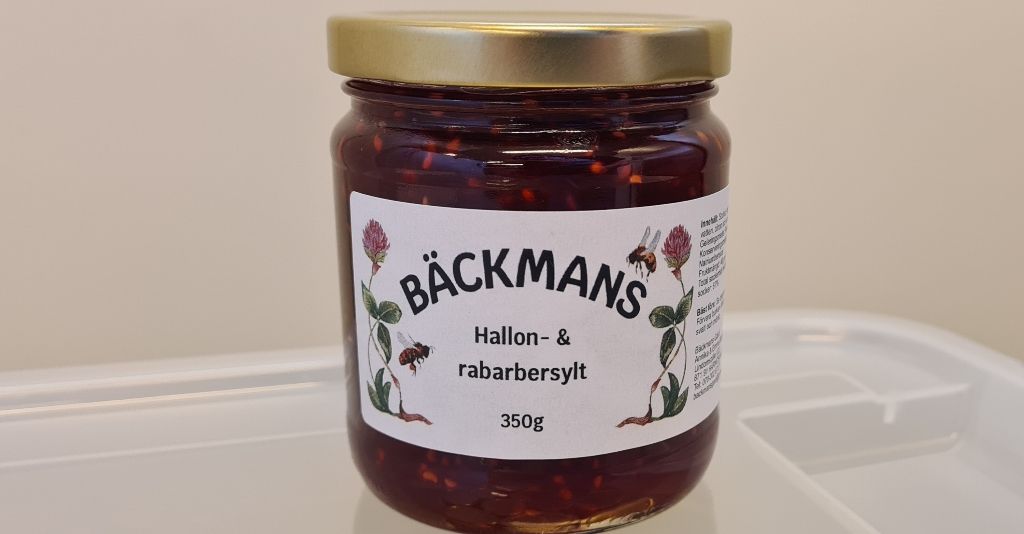 Hallon- och rabarbersylt 350g