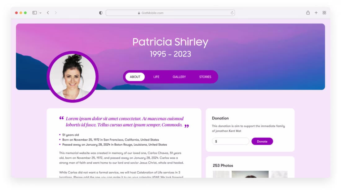 The comprehensive and intelligence tool you need to create a beautiful online  memorial.