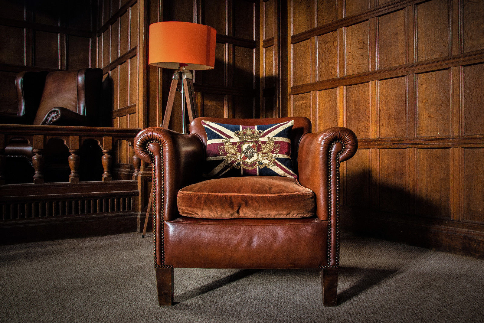 1 of a Pair of Tetrad Blake Campion John Lewis Chestnut Brown Leather Club Armchairs