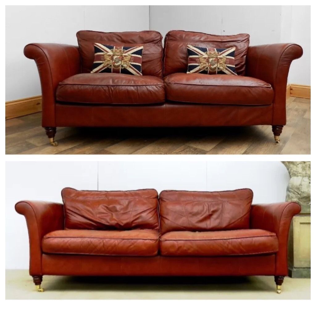 Pair of Tetrad Oskar Conker Brown Leather Chesterfield 2/3 & 3/4 Seat Sofa Suite
