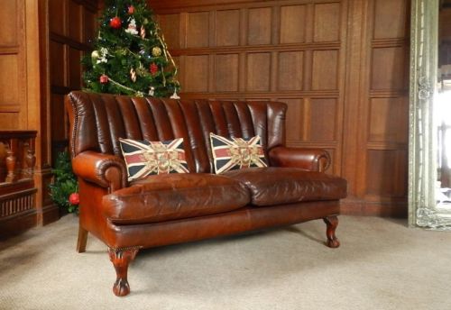 Tetrad Blake John Lewis Contrast Antique Brown Leather 2/3 Seater Sofa