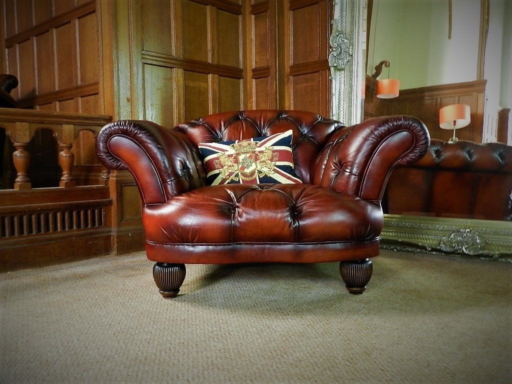 Tetrad Oskar Grand Tour Conker Brown Leather Chesterfield Club Armchair