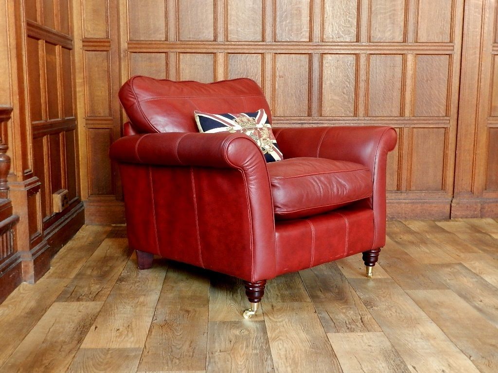Victorian Antique Style Brown Tan Leather Armchair 1 of Pair