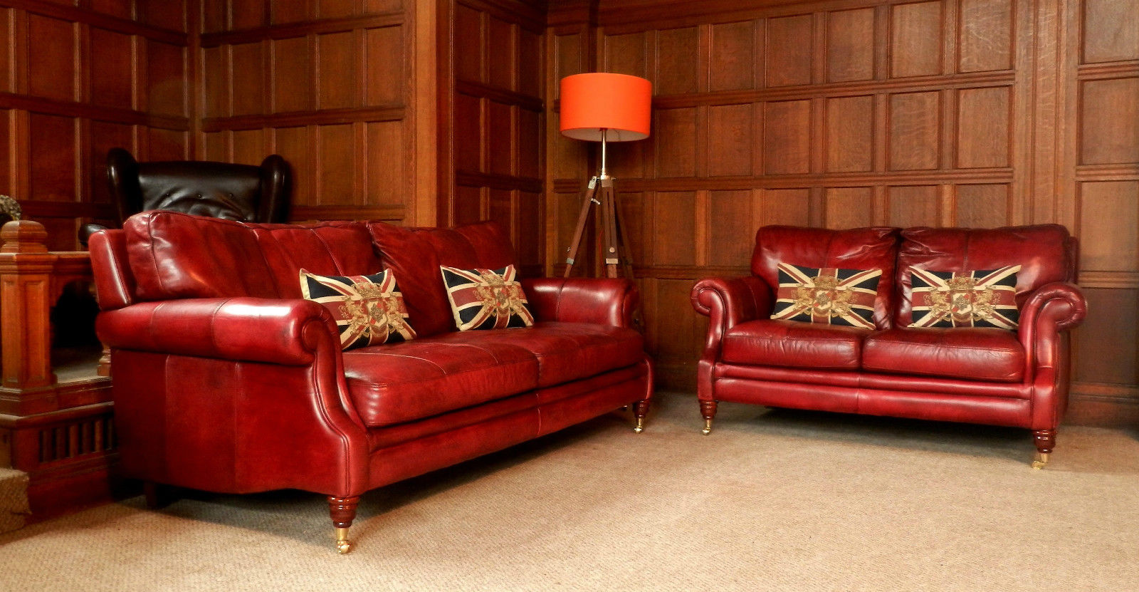 Victorian Style Oxlood Antique Red 2 Seat & 3 Seat Suite