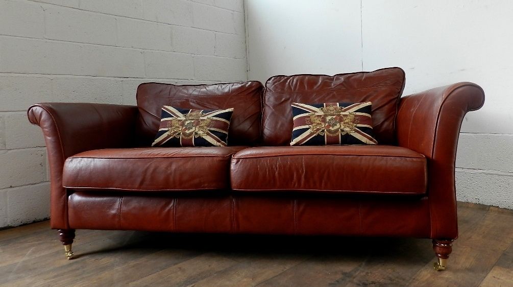 Antique Style Tan Leather Chesterfield Style 3-4 Seater Sofa