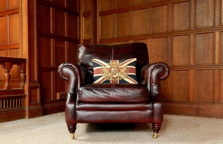 Antique Style Oxblood Leather Chesterfield Style Chair