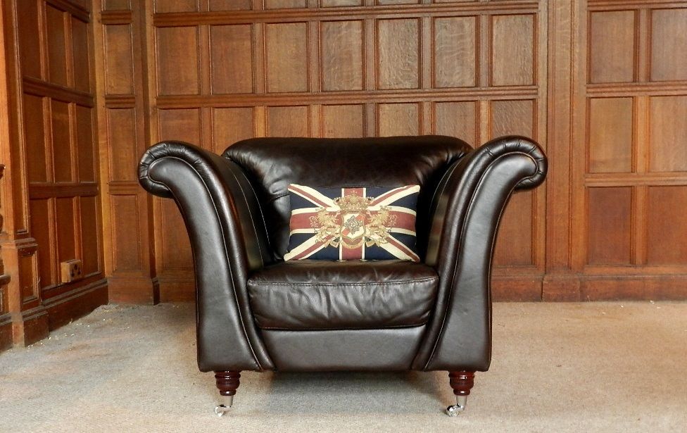 Antique Style Black/Brown Leather Hand Dyed Armchair