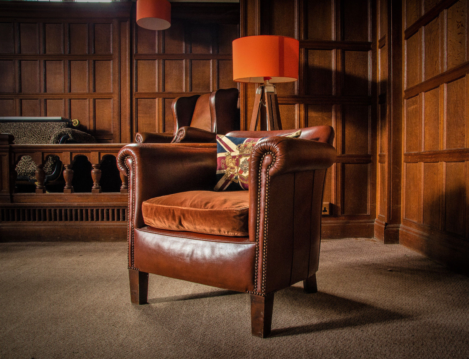 Tetrad Camford John Lewis Antique Tan Chestnut Leather Chesterfield Club Chair