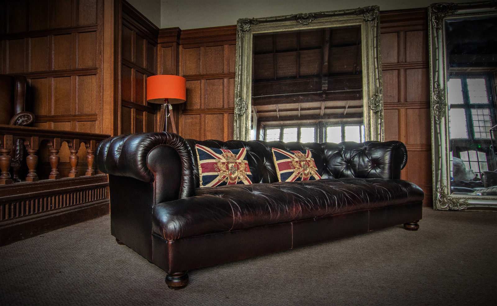 Tetrad Grand Drummond John Lewis Brown Leather Chesterfield 3/4 Seater Club Sofa