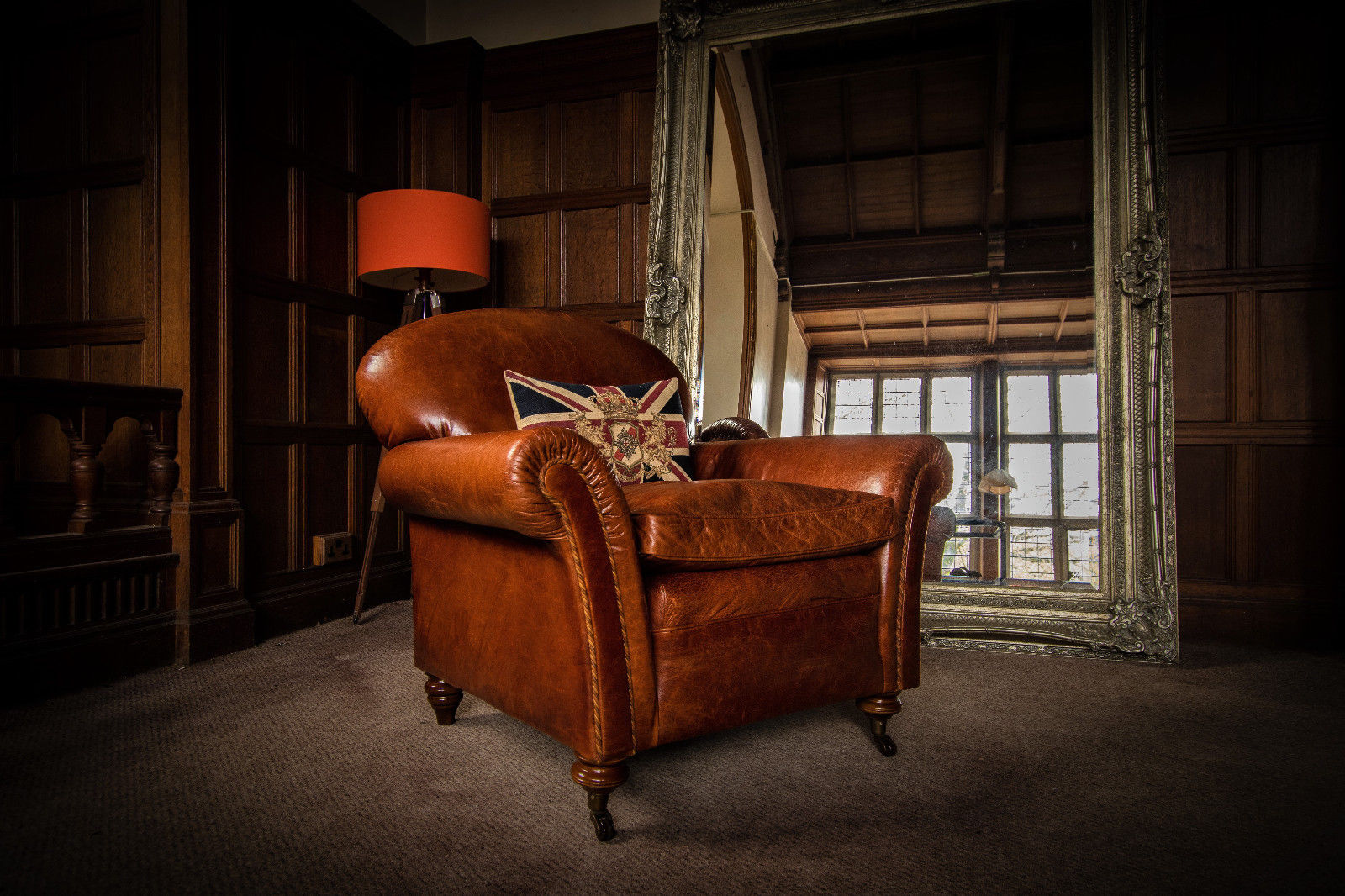 Tetrad Rumpole Chestnut Tan Brown Leather Chesterfield Club Library Armchair