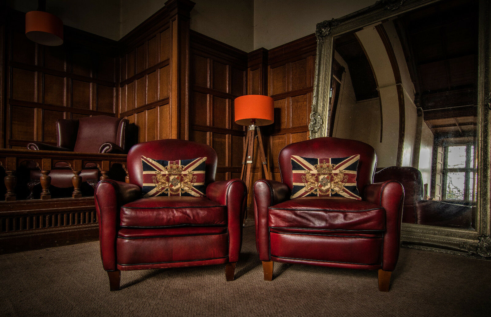 Pair O French Antique Chestnut Leather Old Boot Chesterfield Club Library Chairs