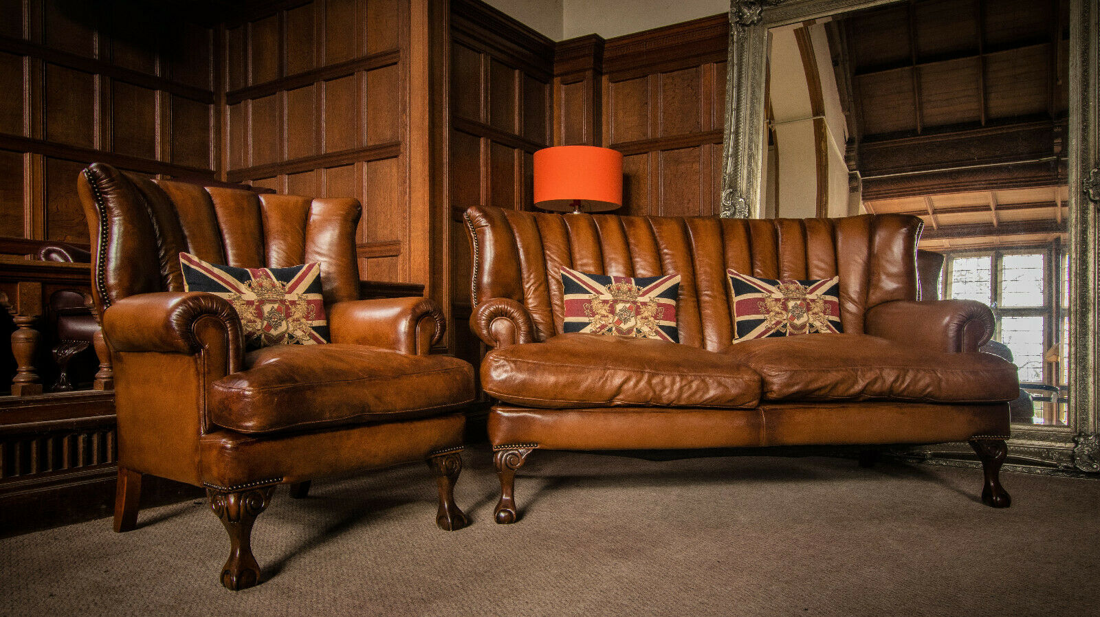 Tetrad Blake John Lewis Tan Brown Leather Suite 2/3 Seater Club Sofa & Armchair
