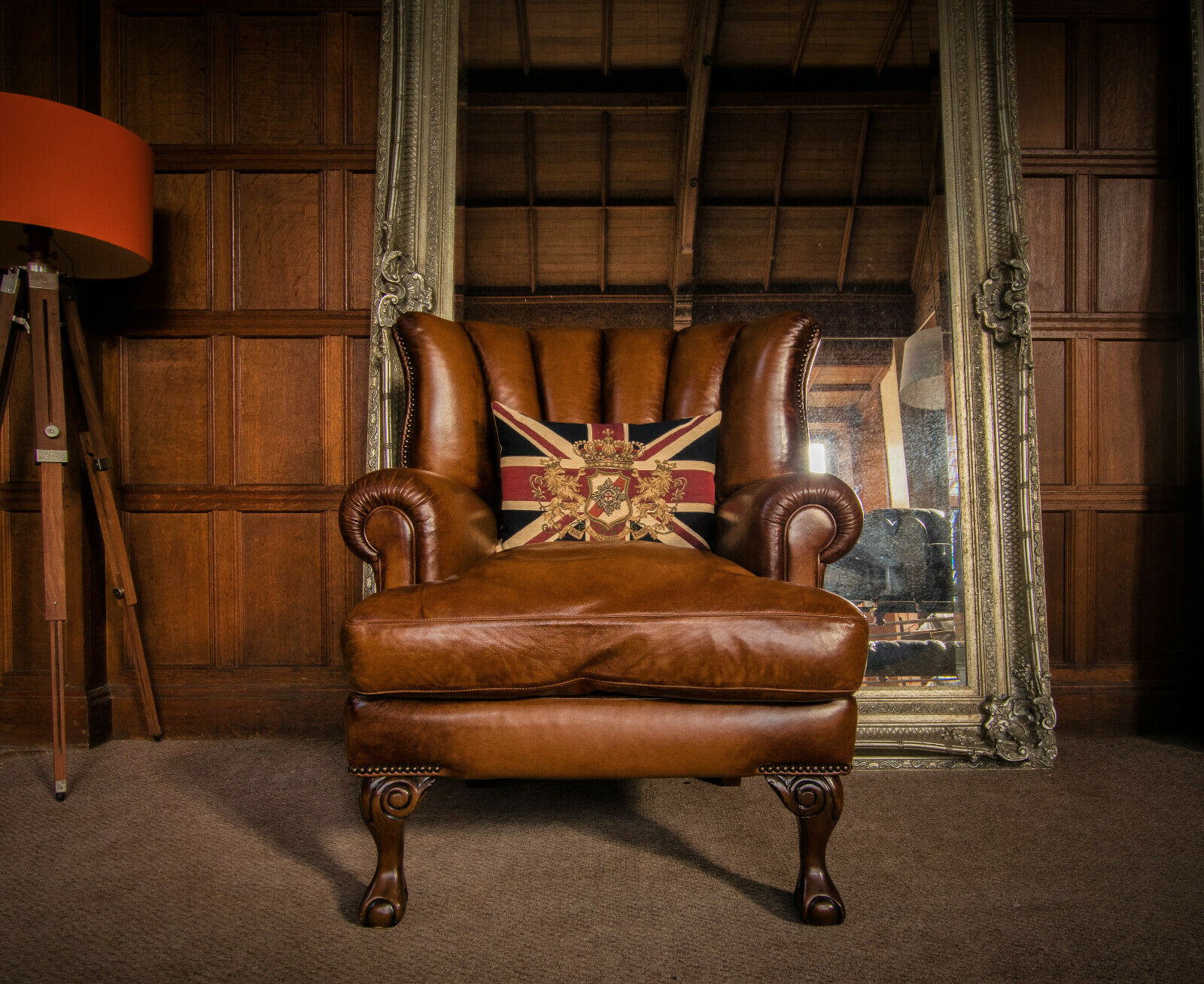 Tetrad Blake Hand Antiqued Tan Brown John Lewis Leather Club Chair 2 of a Pair