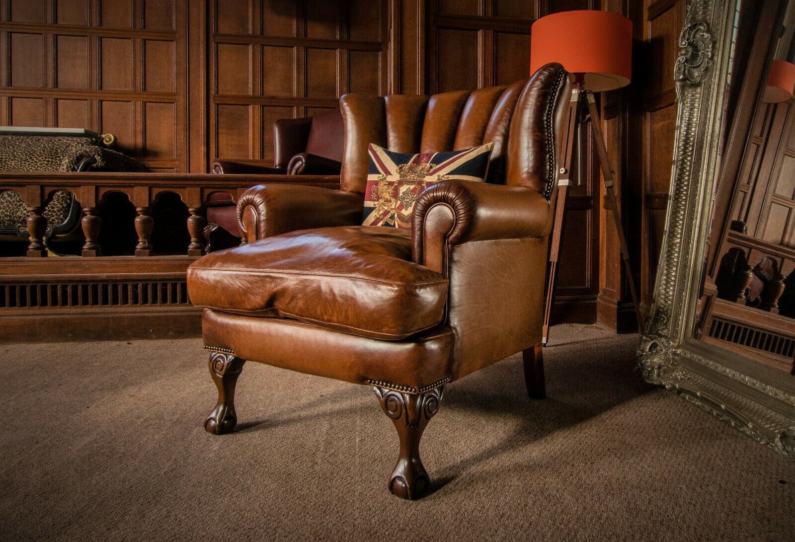 Tetrad Blake Hand Antiqued Tan Brown John Lewis Leather Club Chair 1 of a Pair