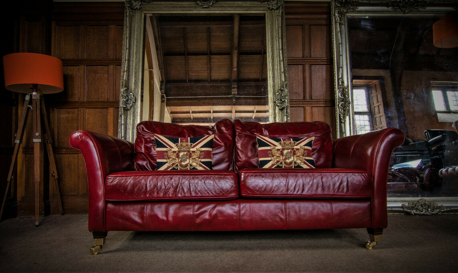 Victorian Style Brandy Tan Red Antique Leather Chesterfield 2/3 Seater Club Sofa