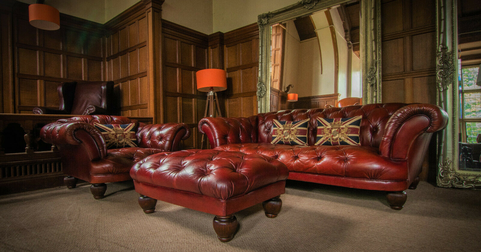 Tetrad Oskar Oxblood Red Leather Suite 3/4 Seater Sofa Club Armchair & Footstool