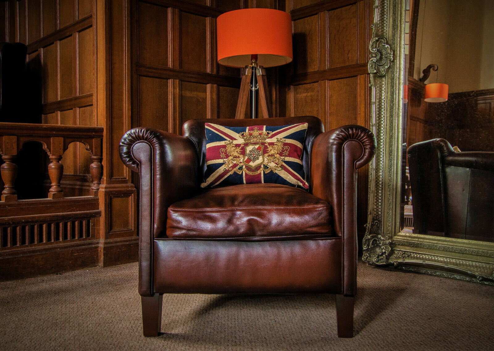 Tetrad Camford Hand Antiqued Cigar Brown John Lewis Leather Club Library Chair