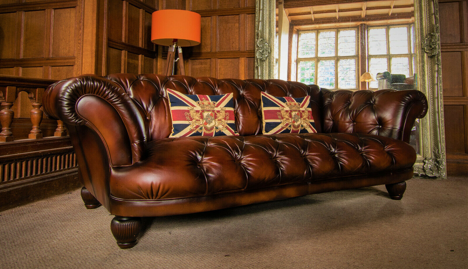 Tetrad Grand Tour Oskar Conker Brown Leather Chesterfield 3/4 Seater Club Sofa