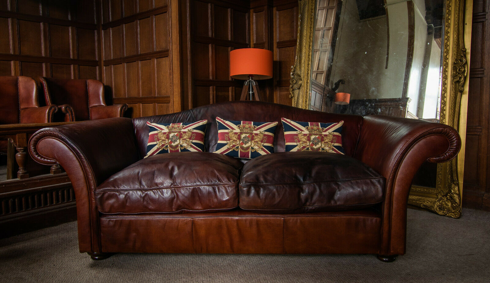 Tetrad Grand Zanzibar Cigar Brown Leather Chesterfield 3/4 Seater Sofa 2 of Pair