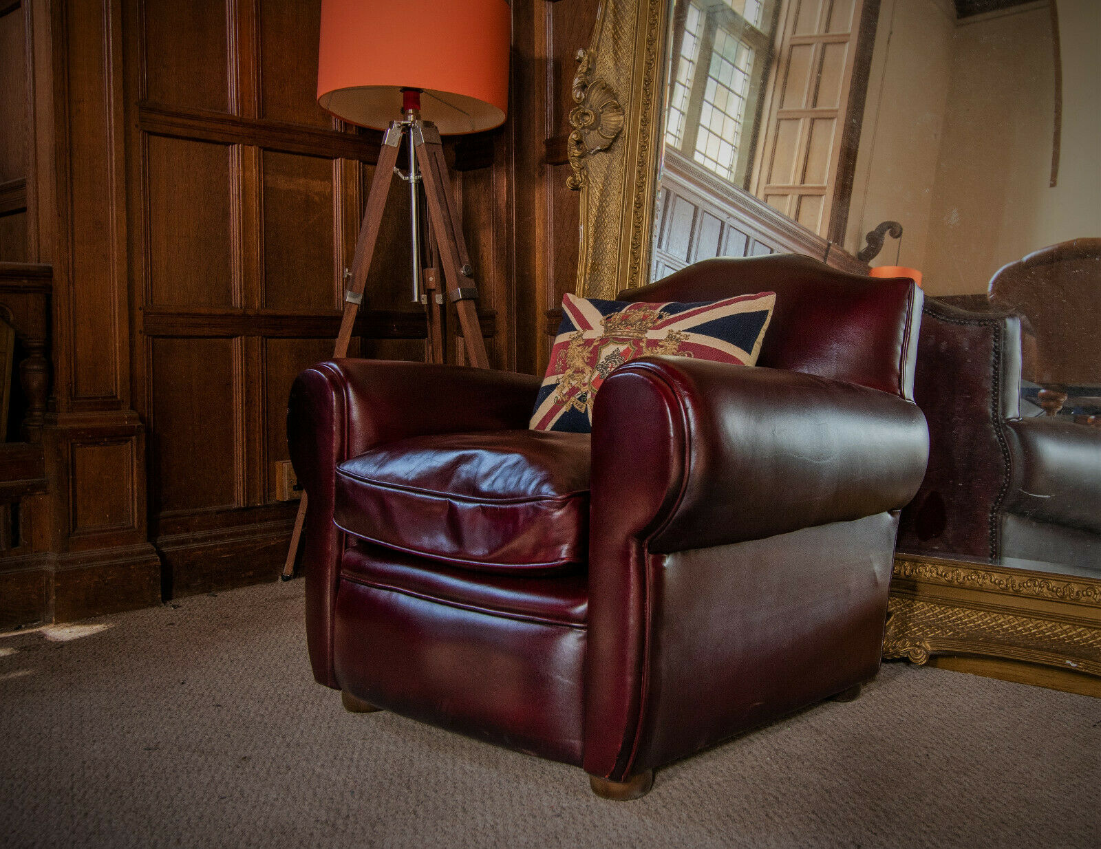 Old Boot Old Lace Antique Chestnut Leather Club Art Deco Armchair