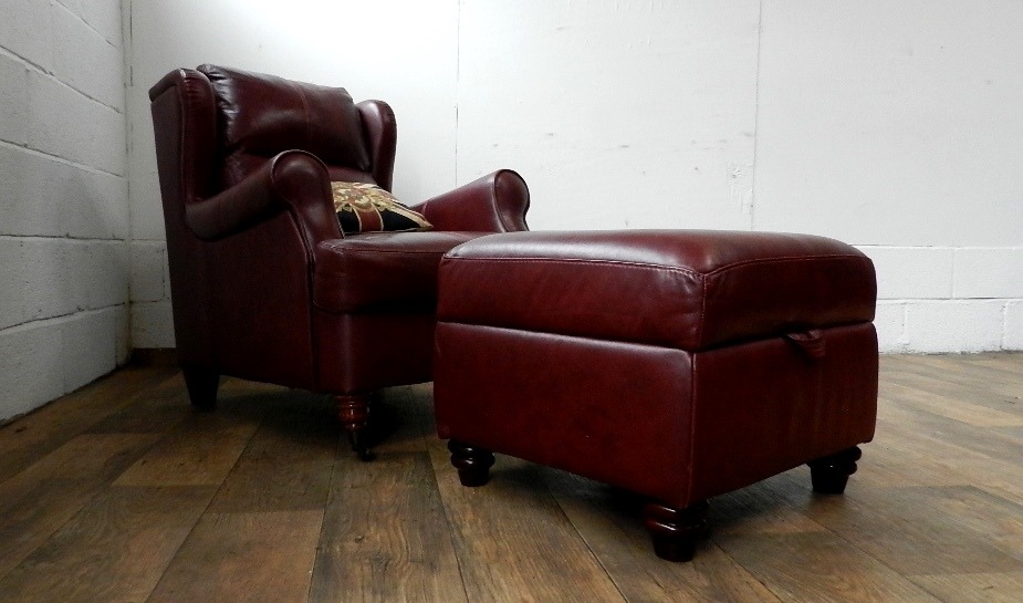 Regency Armchair and Footstool ( Ox Blood Red)