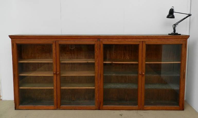 Vintage Glazed Museum Display Cabinet Bookcase