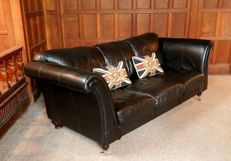 Whitehall Black/ Brown 3/4 Seat Sofa