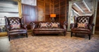 Tetrad Palace Antique Brown Leather Chesterfield Midi Sofa Pair of Wing Chairs