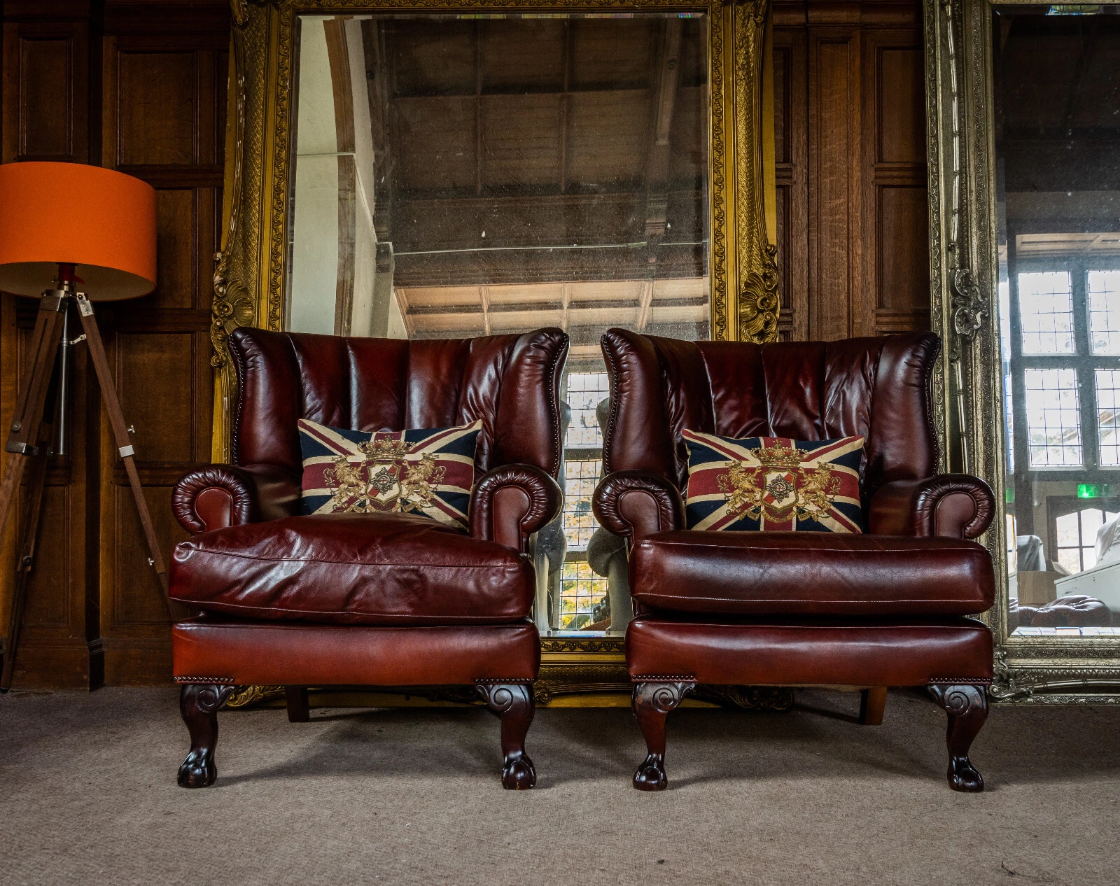 Pair of Tetrad Blake John Lewis Antique Chestnut Leather Chesterfield Armchairs