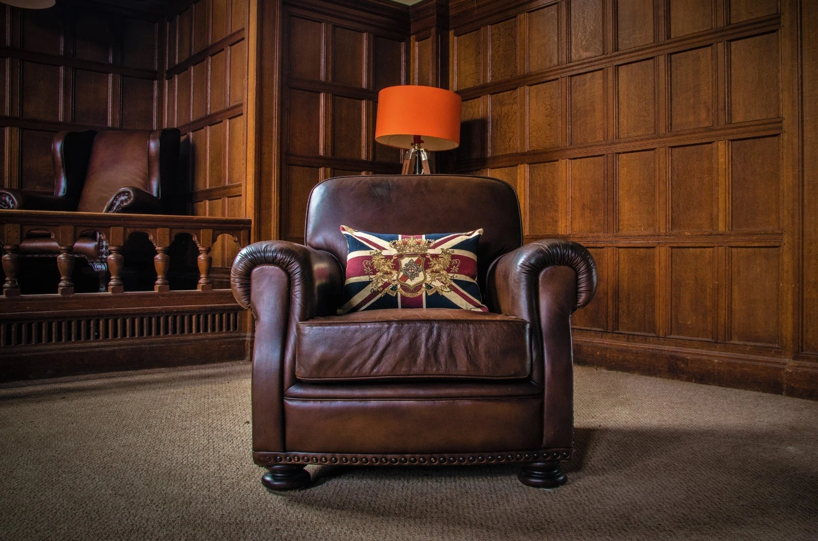 Tetrad Stornoway John Lewis Antique Tan Brown Leather Club Art Deco Style Chair